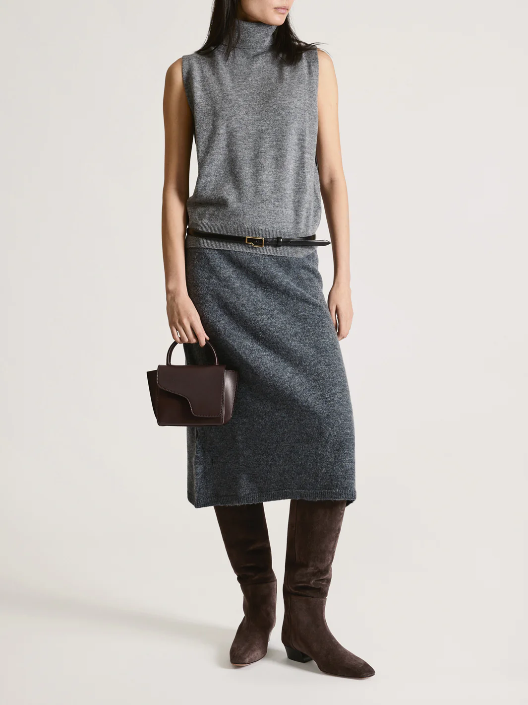 Erve Walnut Suede Knee high boots 2